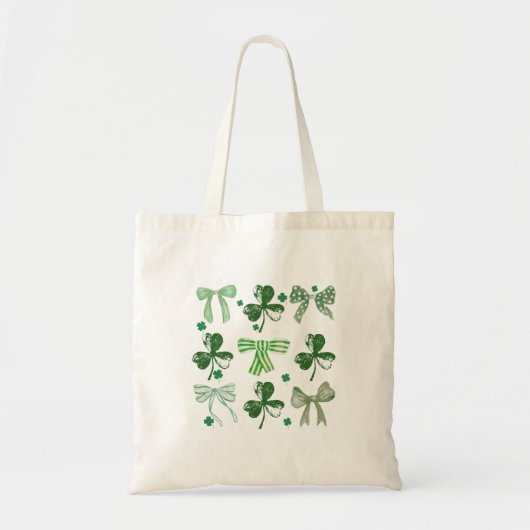 St. Patrick's Day Lucky Clover and Bow Tragetasche (Vorne)