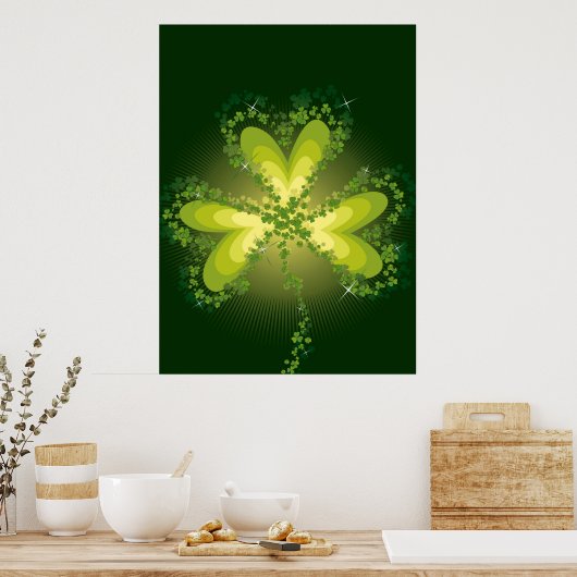 St. Patrick's Day Lucky Clovers Kleeblatt irisch Poster (Küche)