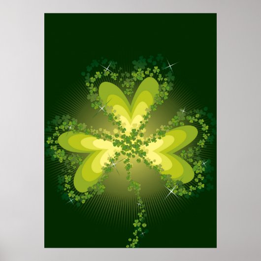 St. Patrick's Day Lucky Clovers Kleeblatt irisch Poster (Vorne)