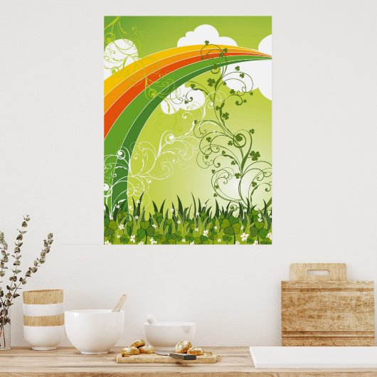 St. Patrick's Day Lucky Clovers Kleeblatt irisch Poster (Küche)