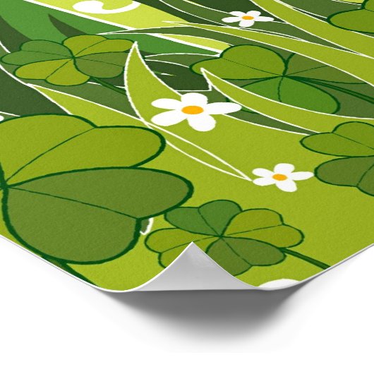 St. Patrick's Day Lucky Clovers Kleeblatt irisch Poster (Ecke)