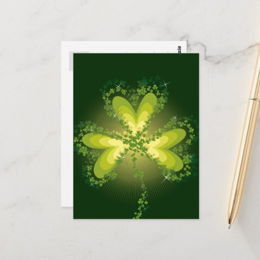 St. Patrick's Day Lucky Clovers Kleeblatt irisch Postkarte (Vorderseite/Rückseite Beispiel)