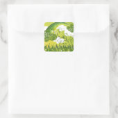 St. Patrick's Day Lucky Clovers Kleeblatt irisch Quadratischer Aufkleber (Tasche)