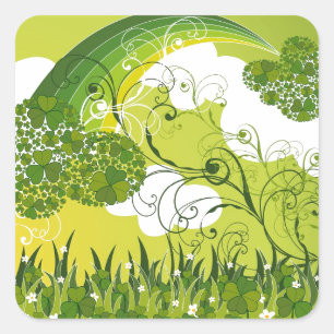 St. Patrick's Day Lucky Clovers Kleeblatt irisch Quadratischer Aufkleber