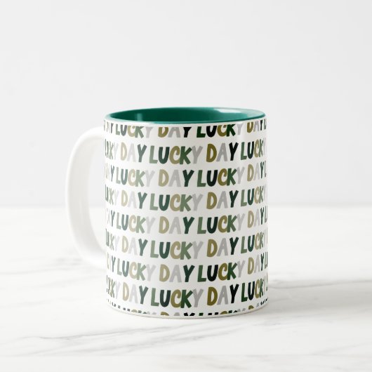 St. Patrick's Day Lucky Day Pattern Zweifarbige Tasse (Vorderseite Links)