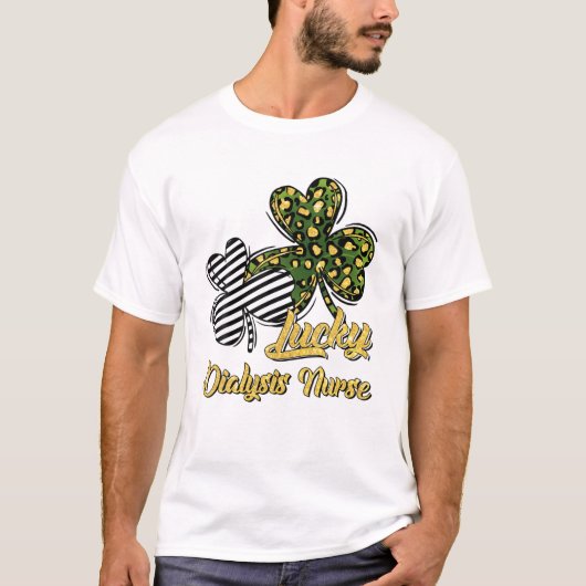St Patrick's Day Lucky Dialysis Nurse Clover Shamr T-Shirt (Vorderseite)