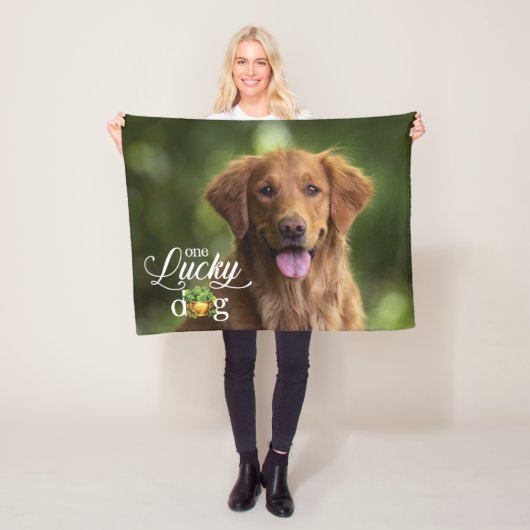 St. Patrick's Day Lucky Dog Custom Foto Fleecedecke (Beispiel)