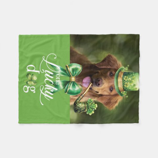 St. Patrick's Day Lucky Dog Funny Custom Foto Fleecedecke (Vorderseite (Horizontal))