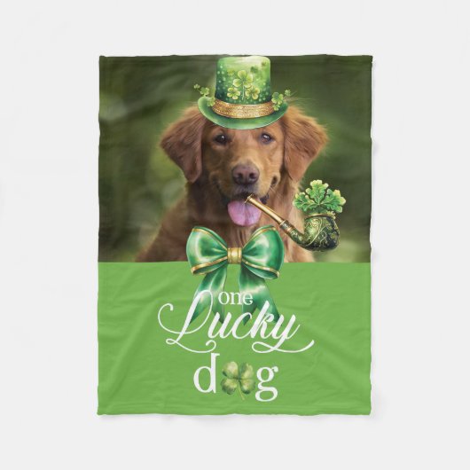 St. Patrick's Day Lucky Dog Funny Custom Foto Fleecedecke (Vorderseite)