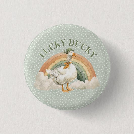 St. Patrick's Day Lucky Ducky mit Regenbogen Button (Vorderseite)
