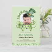 St. Patrick's Day Lucky Ein Kleeblatt 1. Geburtsta Einladung (Stehend Vorderseite)