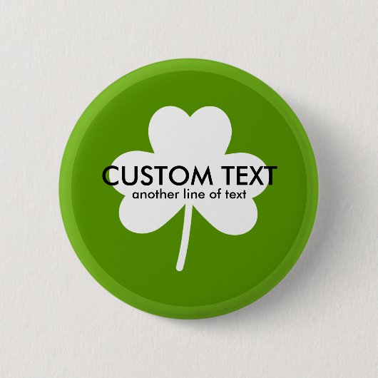 St. Patrick's Day Lucky Green Clover Custom Text Button (Vorderseite)