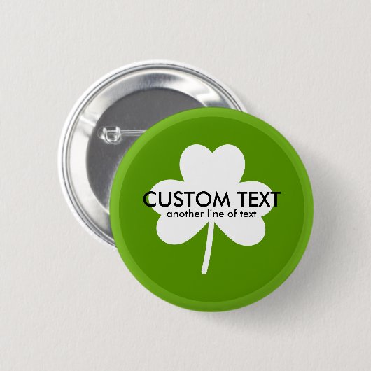 St. Patrick's Day Lucky Green Clover Custom Text Button (Vorne & Hinten)