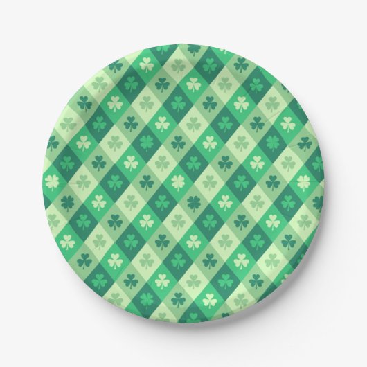 St. Patrick's Day Lucky Green Kleeblatt Clover Pappteller (Vorderseite)