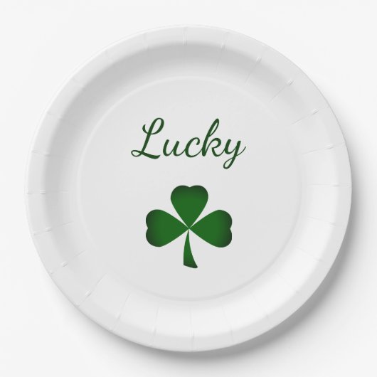 St. Patrick's Day Lucky Green Kleeblatt Pappteller (Vorderseite)