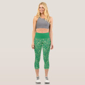 St. Patrick's Day Lucky Green Kleeblatt Pattern Capri Leggings (Vorderseite)
