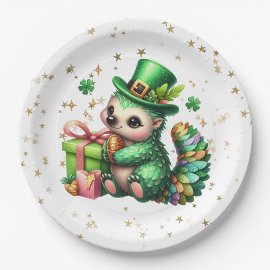 St. Patrick's Day Lucky Igel Pappteller (Vorderseite)