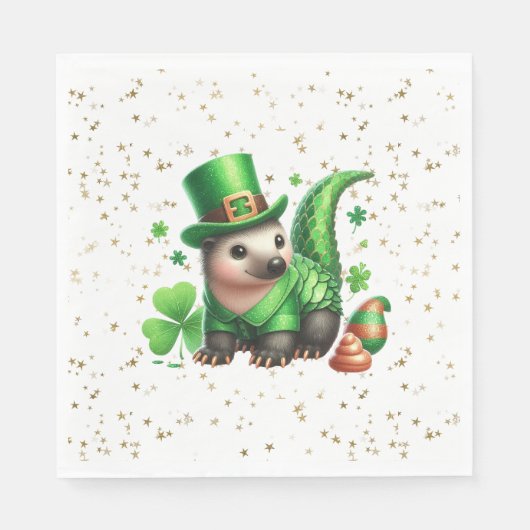 St. Patrick's Day Lucky Igel Serviette (Vorderseite)