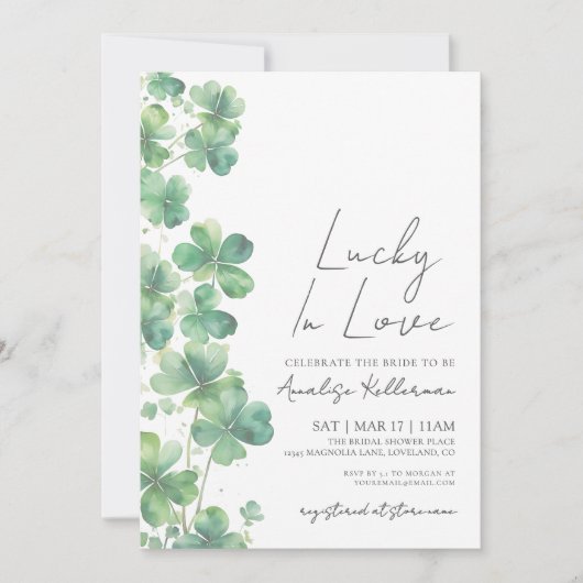 St. Patrick's Day Lucky In Liebe Brautparty Einladung (Vorderseite)