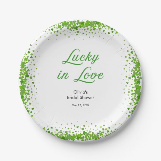 St. Patrick's Day Lucky in Love Brautparty  Pappteller (Vorderseite)