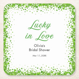 St Patrick's Day Lucky in Love Bridal Shower  Rechteckiger Pappuntersetzer