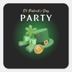 St Patricks Day Lucky Irish - Funny Lucky Irish Quadratischer Aufkleber