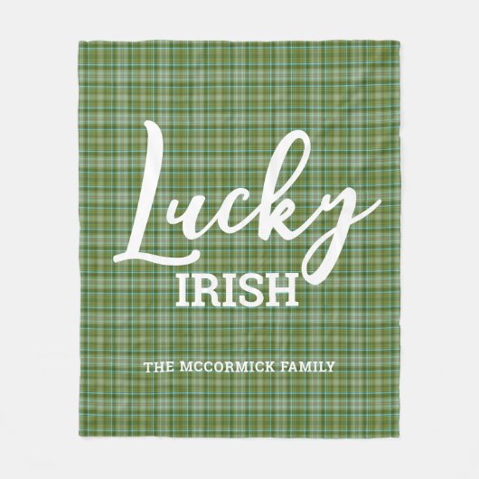 St Patrick's Day Lucky Irish Green Family Monogram Fleecedecke (Vorderseite)