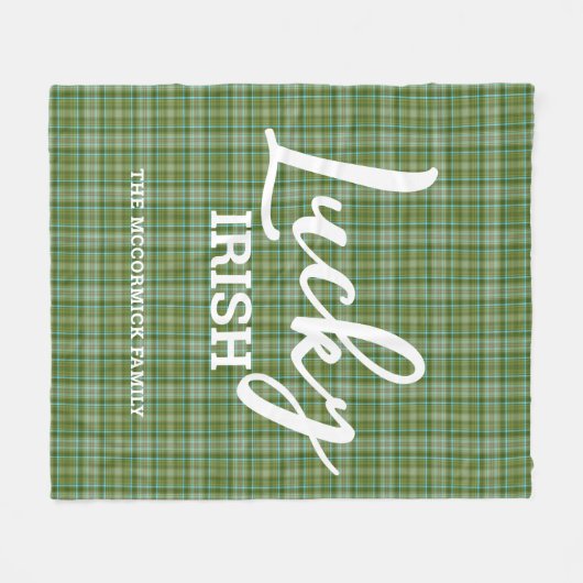 St Patrick's Day Lucky Irish Green Family Monogram Fleecedecke (Vorderseite (Horizontal))