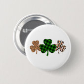 St Patricks Day Lucky Irish Green Kariert Kleeblat Button (Vorne & Hinten)