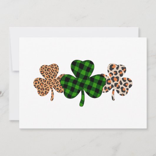 St Patricks Day Lucky Irish Green Kariert Kleeblat Einladung (Vorderseite)