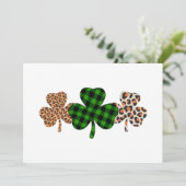St Patricks Day Lucky Irish Green Kariert Kleeblat Einladung (Stehend Vorderseite)