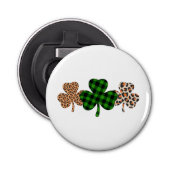 St Patricks Day Lucky Irish Green Kariert Kleeblat Flaschenöffner (Vorderseite)