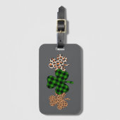 St Patricks Day Lucky Irish Green Kariert Kleeblat Gepäckanhänger (Vorderseite Vertikal)