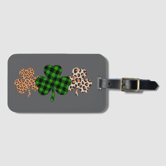 St Patricks Day Lucky Irish Green Kariert Kleeblat Gepäckanhänger (Vorderseite (Horizontal))