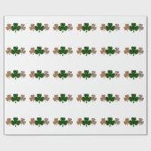 St Patricks Day Lucky Irish Green Kariert Kleeblat Geschenkpapier (Flach)