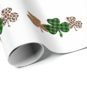 St Patricks Day Lucky Irish Green Kariert Kleeblat Geschenkpapier (Rolleneckpunkt)