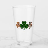 St Patricks Day Lucky Irish Green Kariert Kleeblat Glas (Vorderseite)
