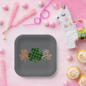 St Patricks Day Lucky Irish Green Kariert Kleeblat Pappteller (Party)