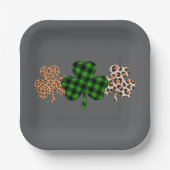 St Patricks Day Lucky Irish Green Kariert Kleeblat Pappteller (Vorderseite)