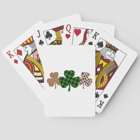 St Patricks Day Lucky Irish Green Kariert Kleeblat Spielkarten (Rückseite)