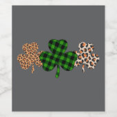 St Patricks Day Lucky Irish Green Kariert Kleeblat Weinetikett (Einzelnes Label)