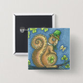 ST. PATRICK'S DAY, LUCKY IRISH SQUIRREL BUTTON Squ (Vorne & Hinten)