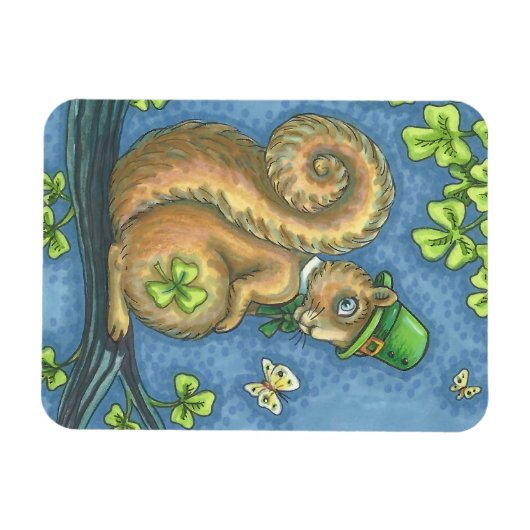 St. Patrick's Day LUCKY IRISH SQUIRREL MAGNET (Horizontal)
