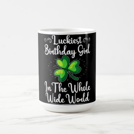 St Patricks Day Lucky Kleeblatt Clover Happy Birth Kaffeetasse (Mittel)