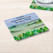 St Patrick's Day Lucky Kleeblatt Familienname Rechteckiger Pappuntersetzer (angewinkelt)