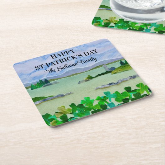 St Patrick's Day Lucky Kleeblatt Familienname Rechteckiger Pappuntersetzer (angewinkelt)