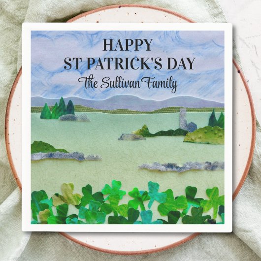 St Patrick's Day Lucky Kleeblatt Individuelle Name Serviette