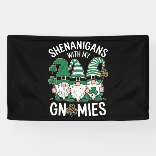 St Patricks Day Lucky Kleeblatt Leopard Gnomes Banner (Horizontal)