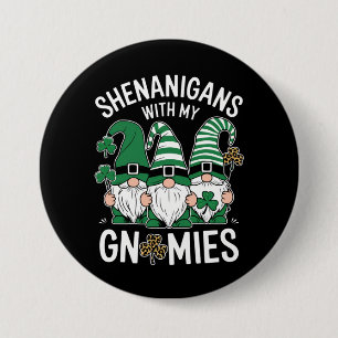 St Patricks Day Lucky Kleeblatt Leopard Gnomes Button