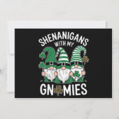 St Patricks Day Lucky Kleeblatt Leopard Gnomes Einladung (Vorderseite)